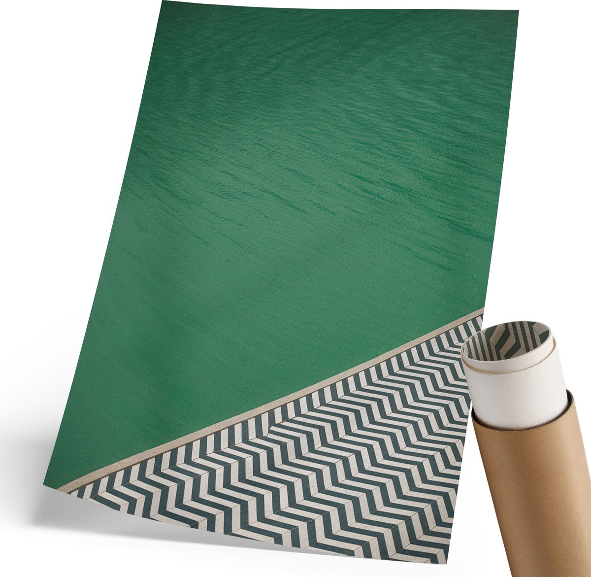 Coloray Polycanvas Wandposter - De Rand Van Het Zwembad, Fotografie - 210 x 297 mm - Groen Wandposter - Rechthoek - Canvasposter - Woonkamer, Slaapkamer, Kantoor - Minimalist