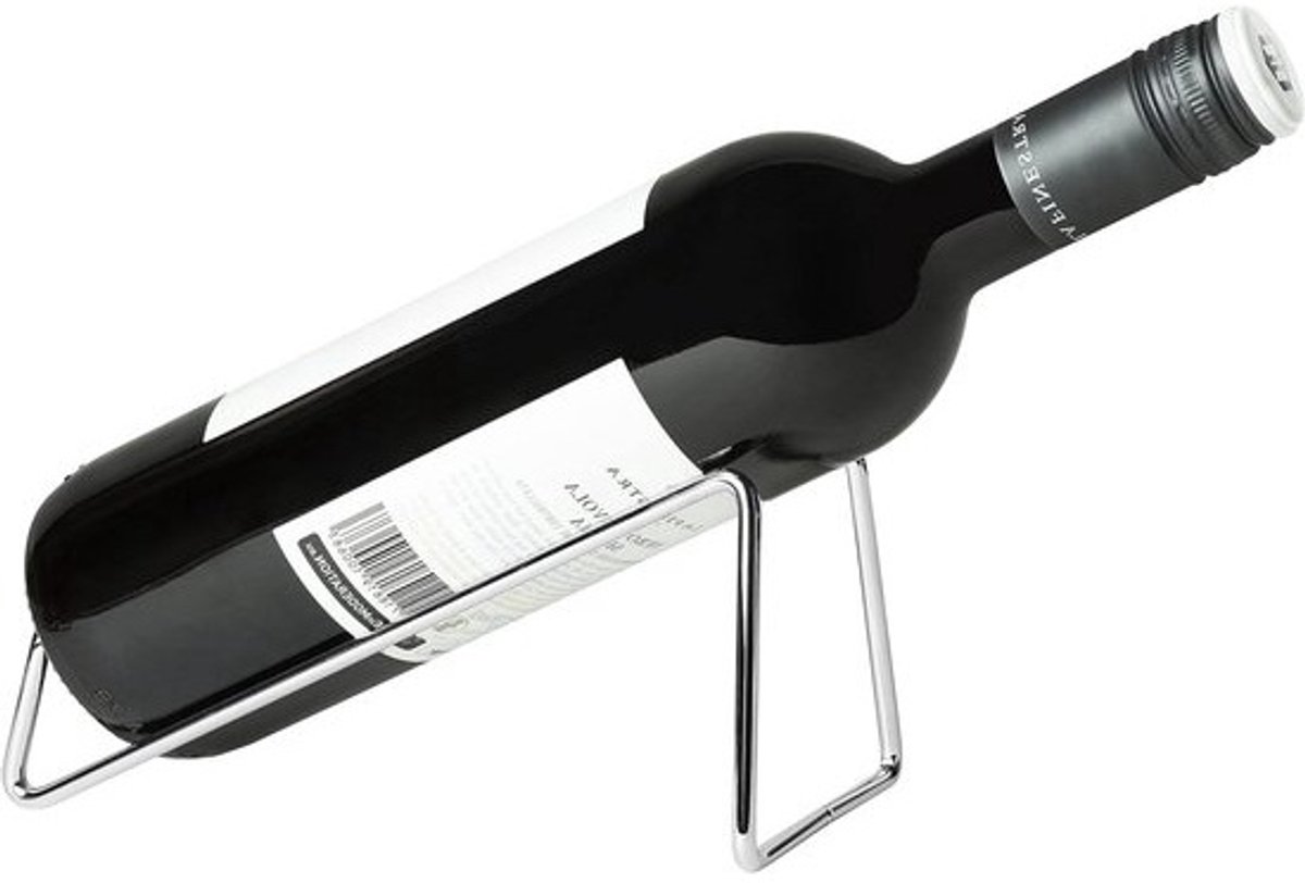 Wijnrek Metaal - Fleshouder Bar - Wijn Presenteren - Stijlvol Modern Design - 18.5 cm - Zilver