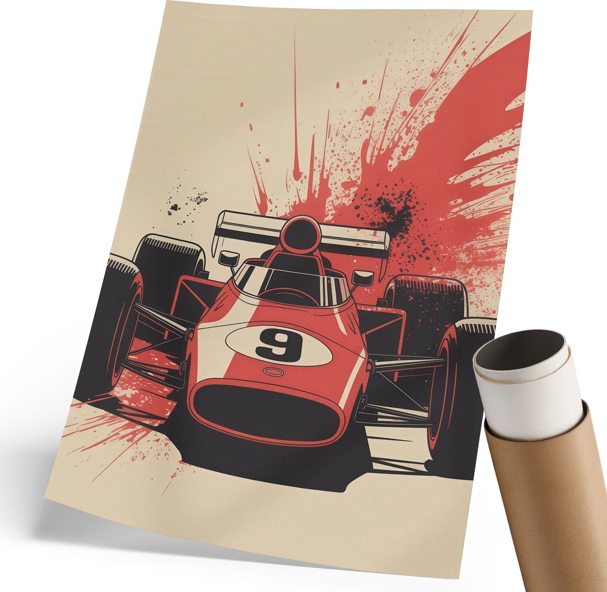 Coloray Polycanvas Poster - Graffitistraat, Zwart - 420 x 594 mm - Zwart-wit Illustratie - Rechthoek - Canvasposter - Woonkamer - Modern