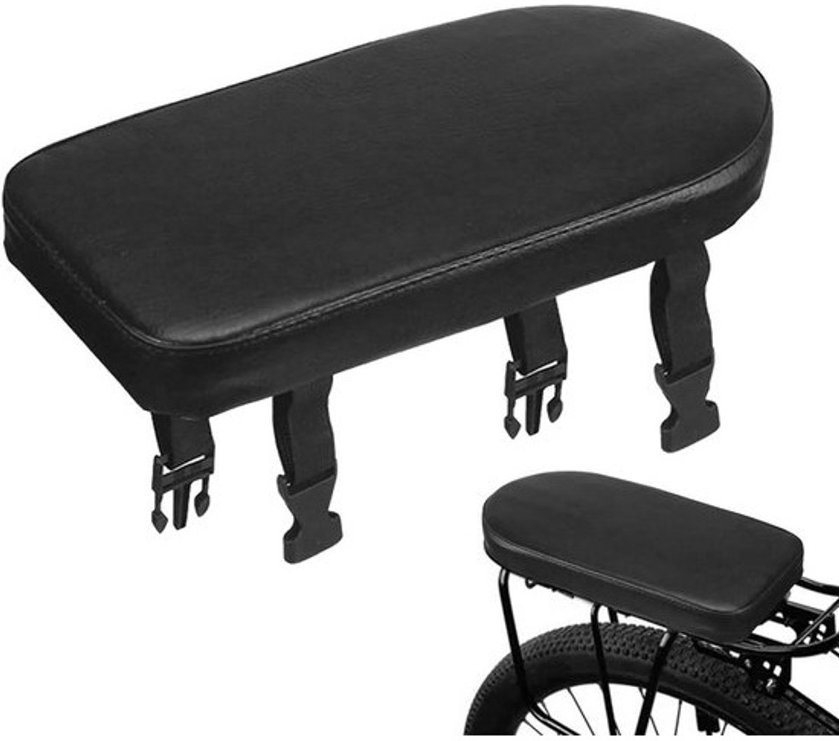 Fiets Achterbank - Scooter Kussen - Comfortabel Reizen - Anti-Shift Technologie - 31x15x4 cm - Zwart