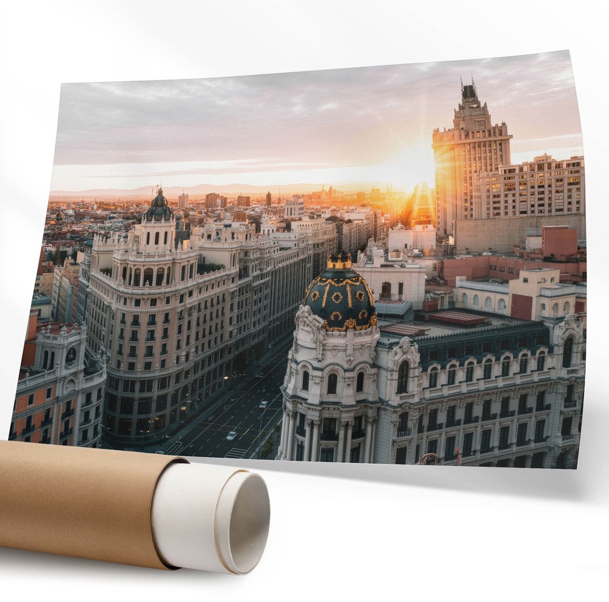 Coloray Polycanvas Poster - Meisje En Ballon, Illustratie - 594 x 840 mm - Wit Design - Rechthoek - Muurdecoratie - Woonkamer - Romantisch