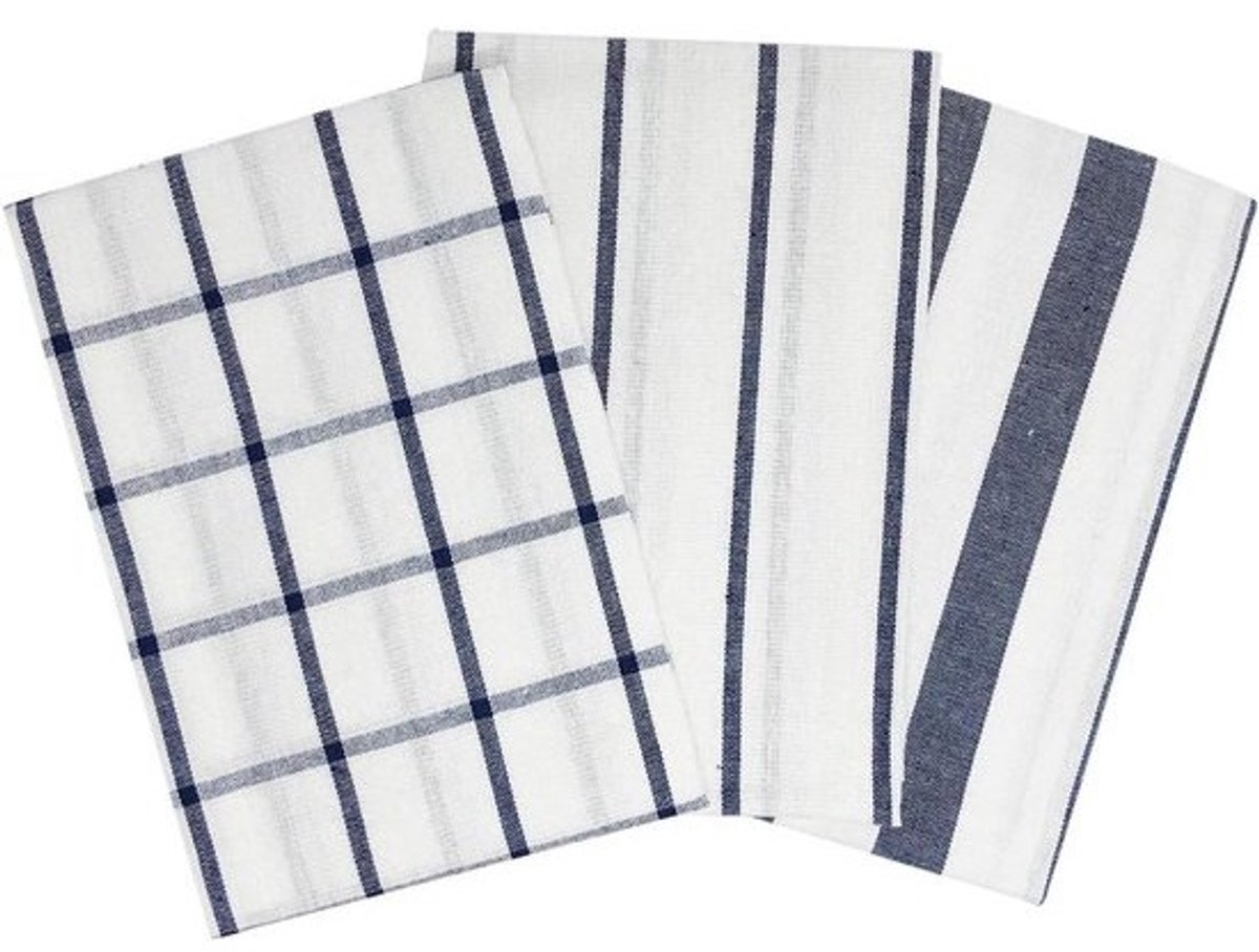 Theedoeken - Keukendoeken Vaatdoeken - Keukenwerk - Set van 3 - 60 x 40 cm - Blauw