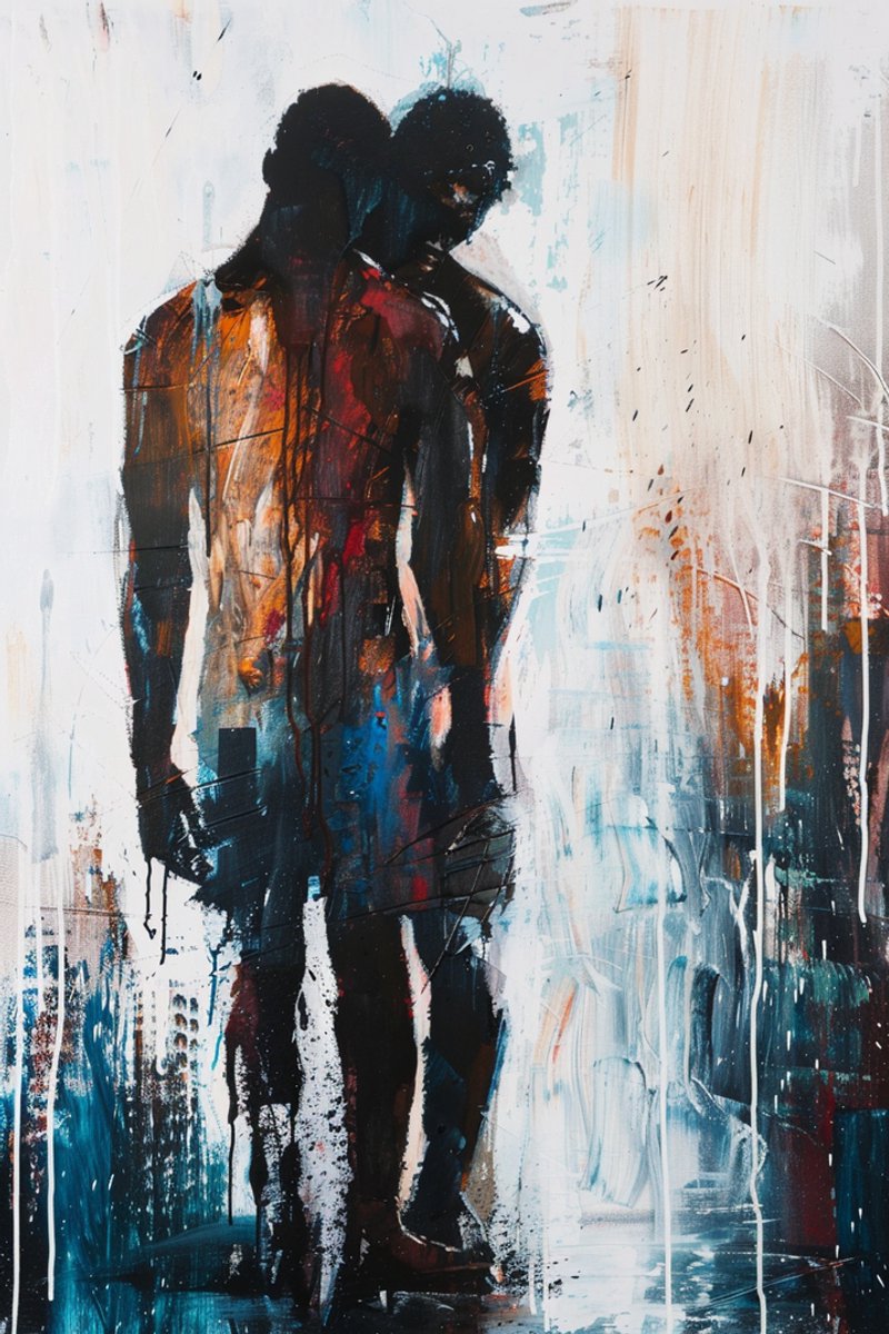 Abstracte Liefde Poster - Verboden Liefde - Abstracte - posters - formaat 30x40cm - Verf - Wanddecoratie - XS2259RTB