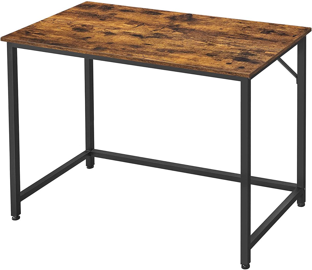 Computerbureau Bureau 100 x 50 x 76 cm bruin+zwart Modern en eenvoudig ontwerp Stevige metalen frameconstructie Max. draagvermogen 50 kg Met verstelbare poten Eenvoudig te monteren Geschikt voor studeerkamer slaapkamer en woonkamer