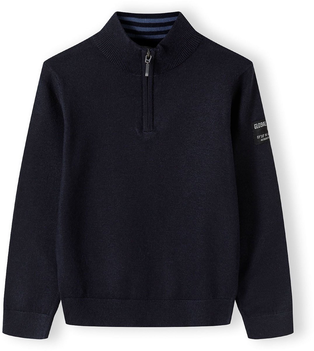 Minoti trui jongens met halve rits - gebreid donkerblauw