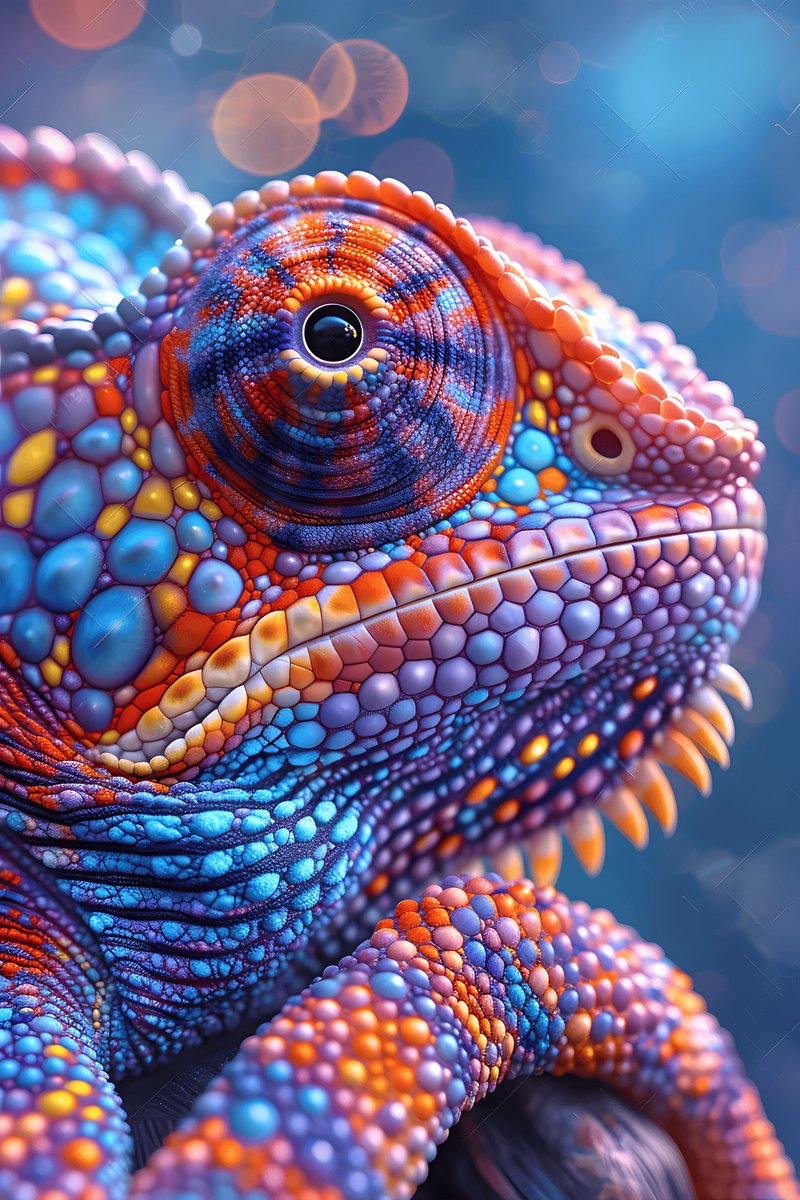 Kleurrijke Kameleon Poster - Reptielen - Natuur - Camouflage Kunst - Levendige Dieren - Educatief - posters - formaat 70x100cm - Wanddecoratie - L2330MT