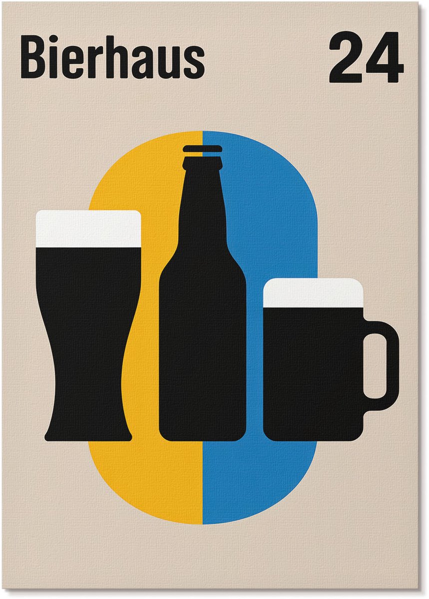 Tulup Polycanvas Wandposter - Bierhaus Poster, Poster - A4 - Zwart Wandposter - Rechthoek - Muurkunst - Woonkamer, Slaapkamer, Kantoor - Modern