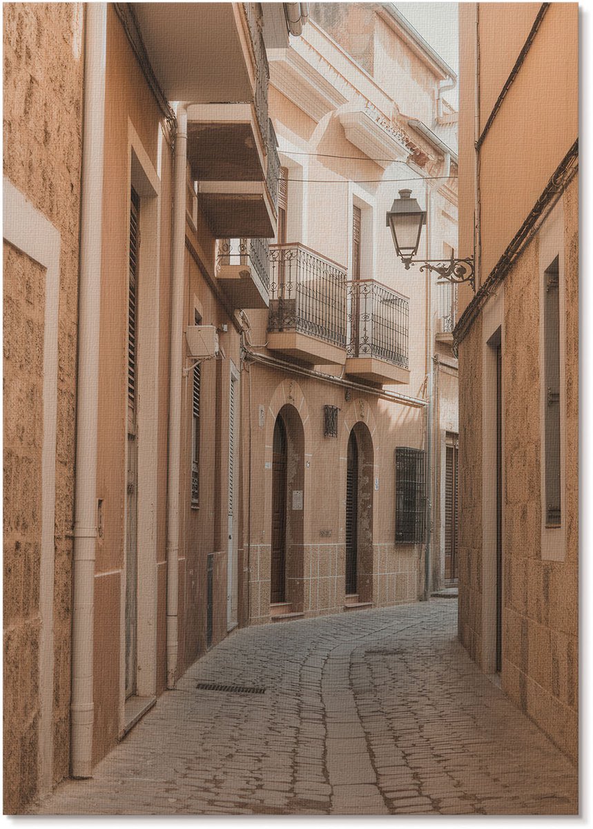 Tulup Polycanvas Wandposter - Stadsstraat, Fotografie - A4 - Beige Motief - Rechthoek - Muurkunst - Woonkamer, Slaapkamer, Kantoor - Klassiek