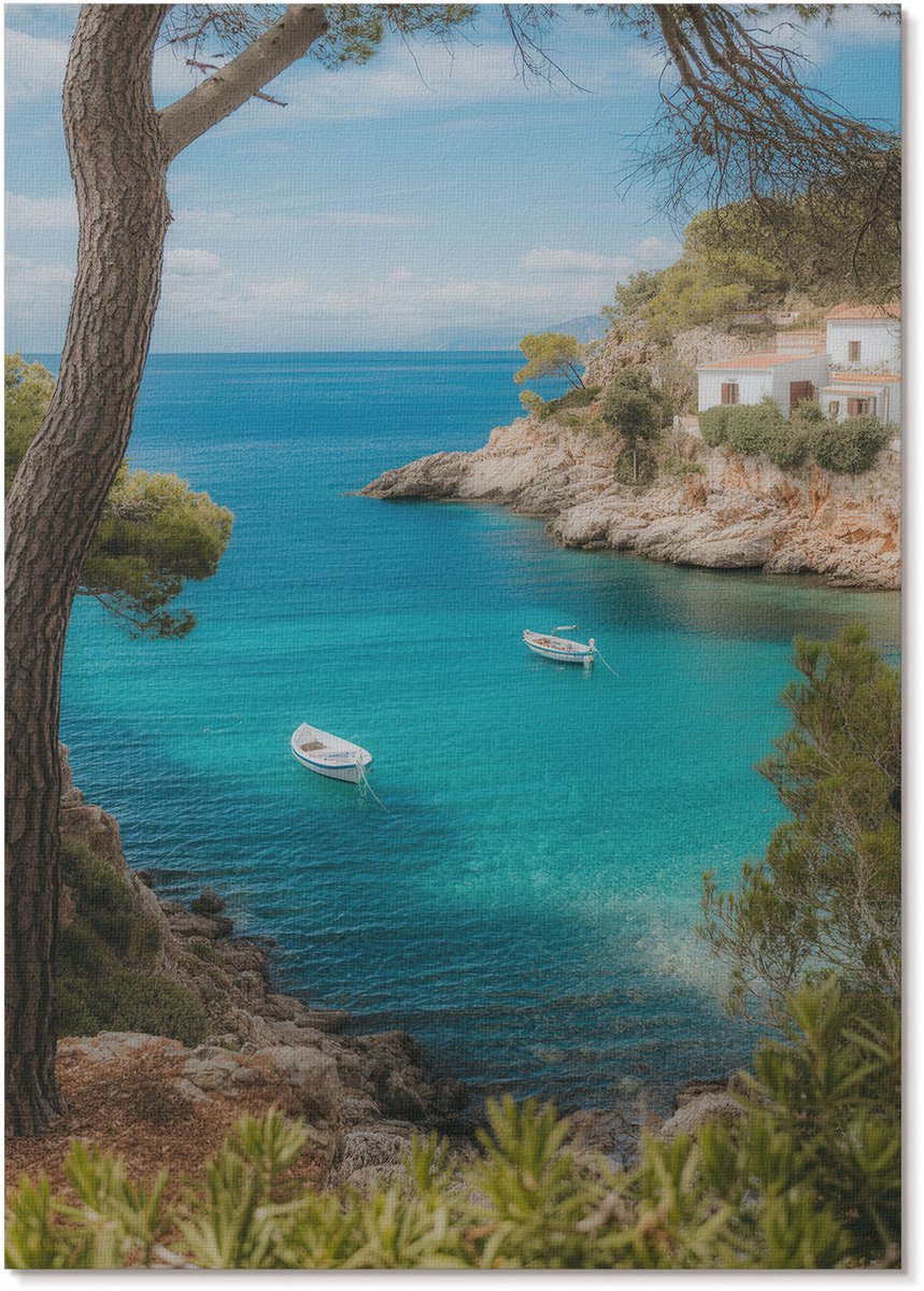 Tulup Polycanvas Poster - Een Rustige Baai, Fotografie - A4 - Blauw Illustratie - Rechthoek - Kunstposter - Woonkamer, Slaapkamer, Kantoor - Klassiek