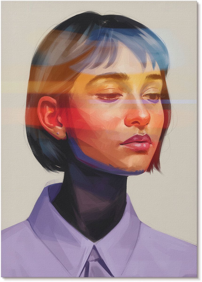 Tulup Polycanvas Wandposter - Kleurrijk Portret, Illustratie - A4 - Rood Design - Rechthoek - Muurkunst - Woonkamer, Slaapkamer, Kantoor - Expressief
