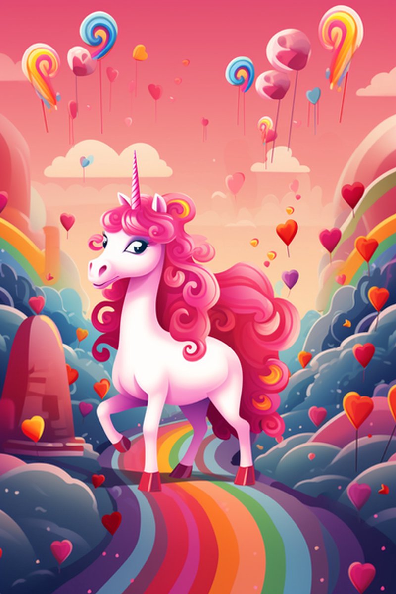 Eenhoorn Poster - Kinder - Baby - Kinderkamer - Kleuter - Unicorn - Woondecoratie - posters - formaat 70x100cm - L638