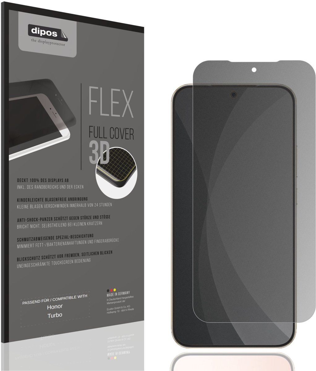 dipos FLEX – Matte Privacy Screenprotector geschikt voor Honor Turbo | Volledige Schermbescherming | Case-Friendly