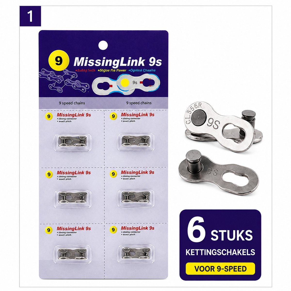 Kettingschakels voor 9-Speed Fietsketting - 6 Stuks - Zilver