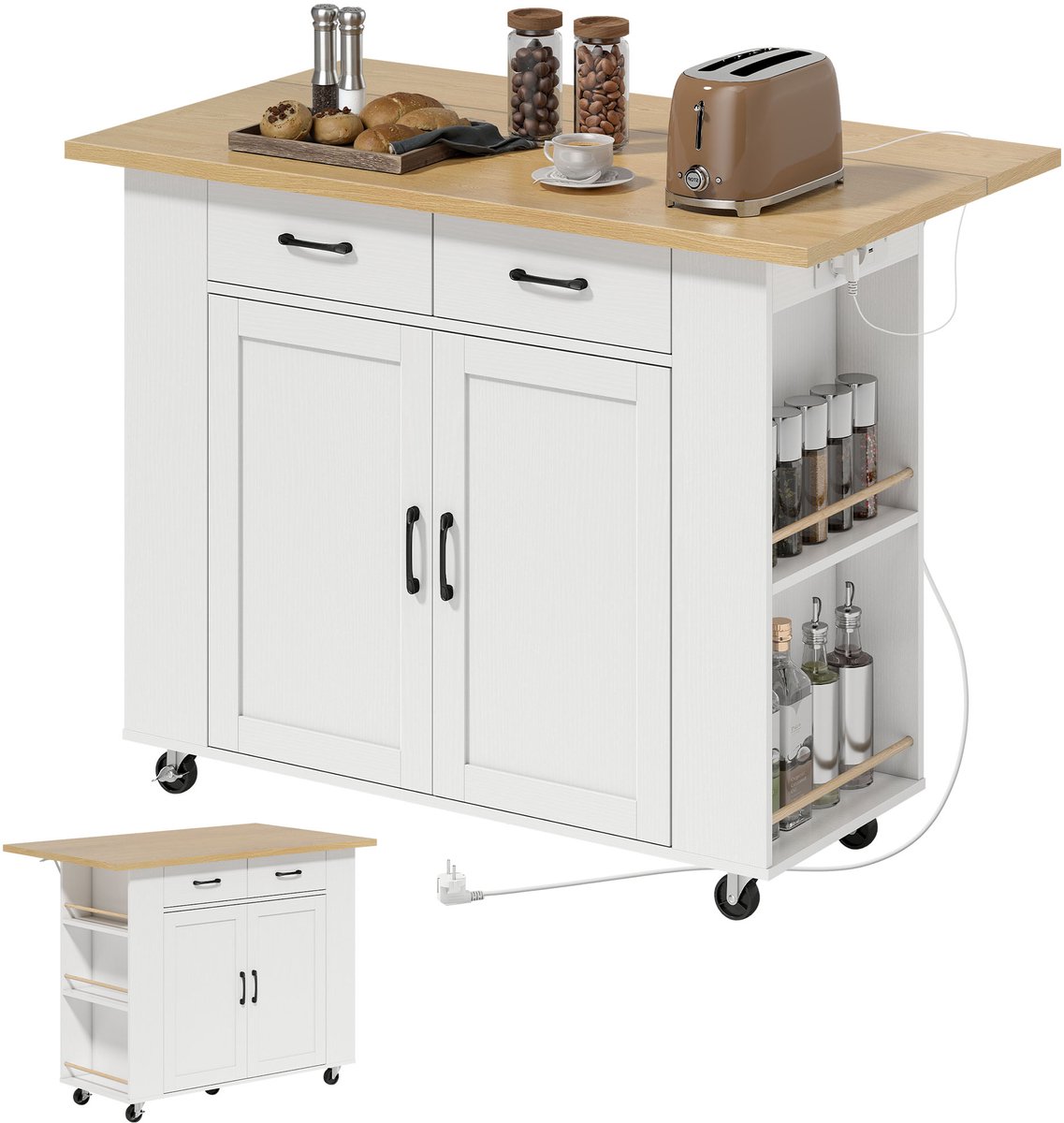 HOMCOM Keukeneiland Spaanplaat 120x71x89cm Wit