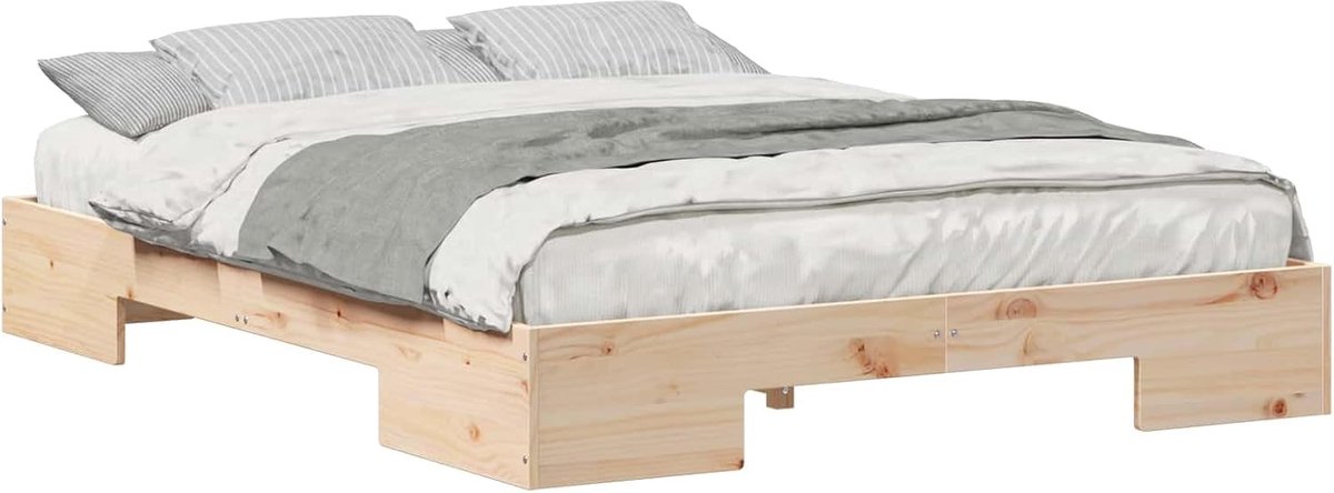 Bedframe 140x200 cm - Industrohome Modern Houten Platformbed Minimalistisch Design voor Binnenhuis