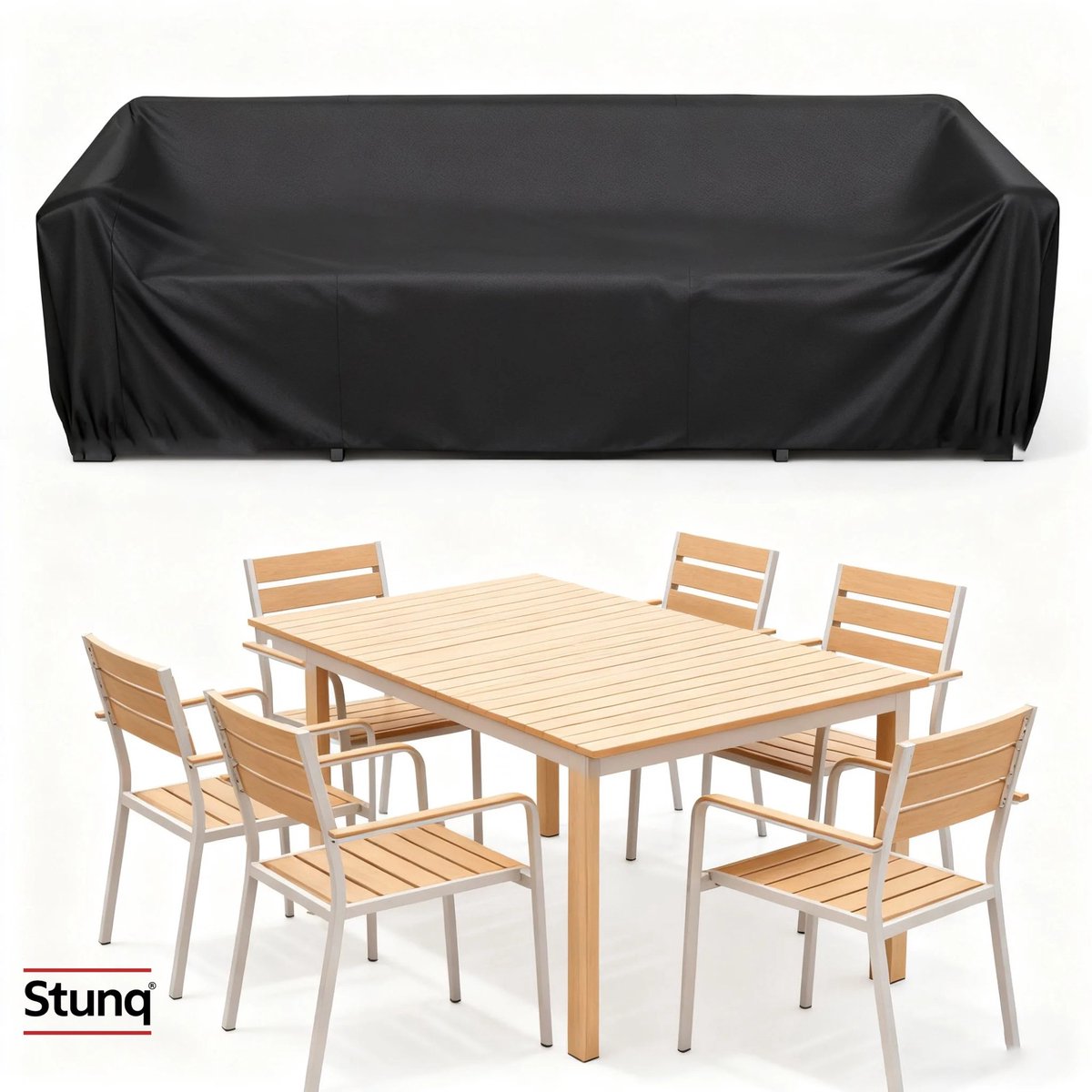 Stunq Tuinmeubelhoes Rechthoekig 220x114x70 cm - Waterbestendig Zwart
