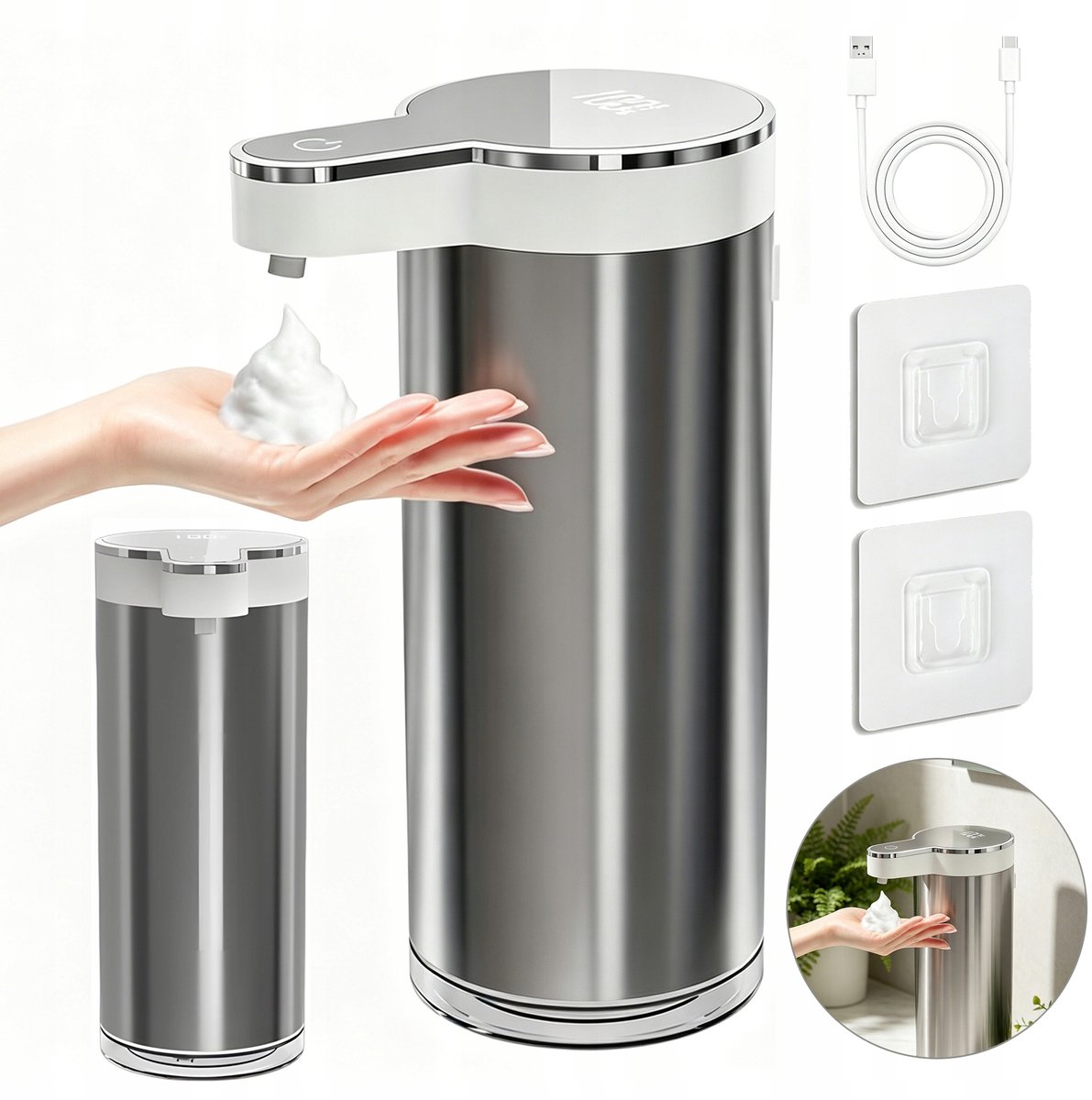 Automatische Zeepdispenser RVS 350ml, Contactloos, 4 niveaus
