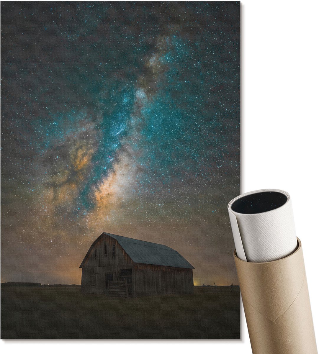 Coloray Polycanvas Wandposter - Kosmische Nacht, Fotografie - A4 - Blauw Patroon - Rechthoek - Interieurdecoratie - Woonkamer, Slaapkamer, Kantoor - Rustiek