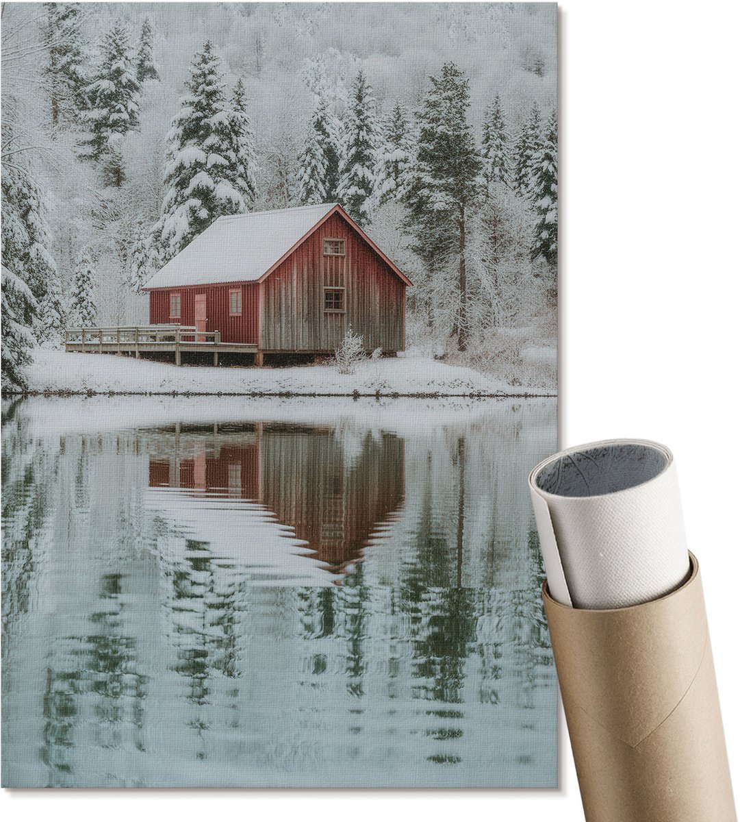 Coloray Polycanvas Wandposter - Winterlandschap, Fotografie - A4 - Wit Wandposter - Rechthoek - Interieurdecoratie - Woonkamer, Slaapkamer, Kantoor - Rustiek
