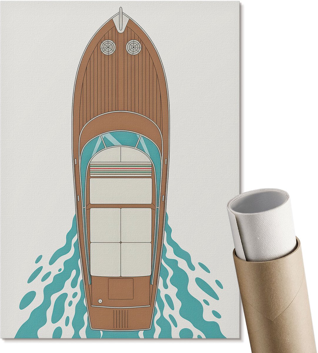 Coloray Polycanvas Wandposter - Stijlvol Jacht, Illustratie - A4 - Bruin Wanddecoratie - Rechthoek - Wandkunstwerk - Woonkamer, Slaapkamer, Kantoor - Modern