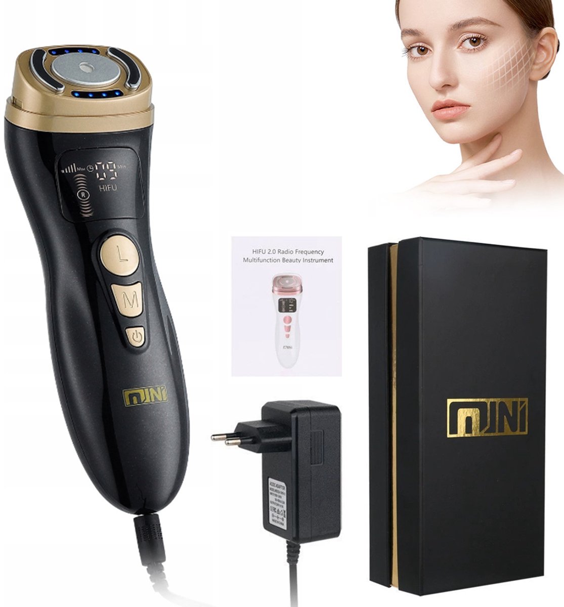 EMS Microstroom Gezichtsmassager - Gezichtsmassager - Gezichtsverzorging - Ultrasoon Schoonheidsapparaat - Huidverjongingsapparaat - Liftend en Verstevigend - Vermindert Rimpels - 7,5*5,8*3,8 cm - Zwart