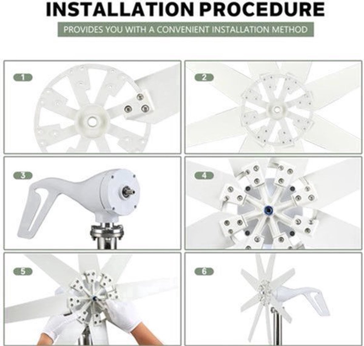 Windturbine - Windmolen - Windturbine Generator - Windenergie - Horizontale As - 3000W - 48V - Met MPPT Hybride Controller - 8 Messen - Stille en Efficiënte Energieoplossing - voor Thuisgebruik