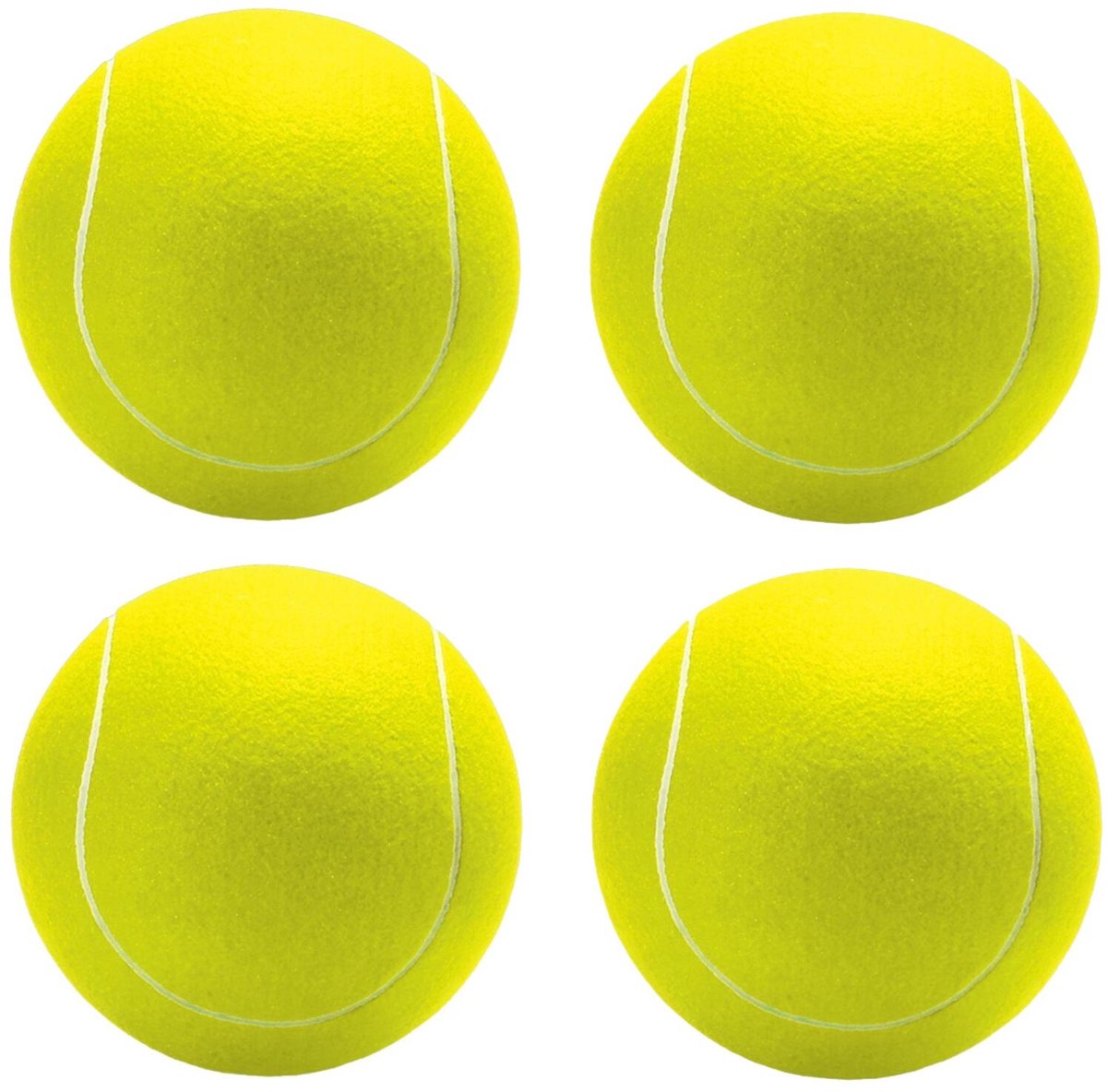 Mega tennisbal XXL - 4x - geel - 20 cm - grote tennisballen - speelgoed/sportartikelen - Buitenspeelgoed/sportief speelgoed - Tennissen