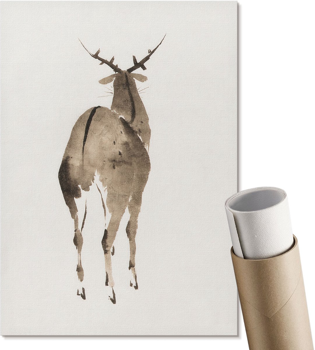 Coloray Polycanvas Poster - Yoga Beoefening, Illustratie - A2 - Beige Kunst - Rechthoek - Decoratieve poster - Woonkamer, Slaapkamer, Kantoor - Modern