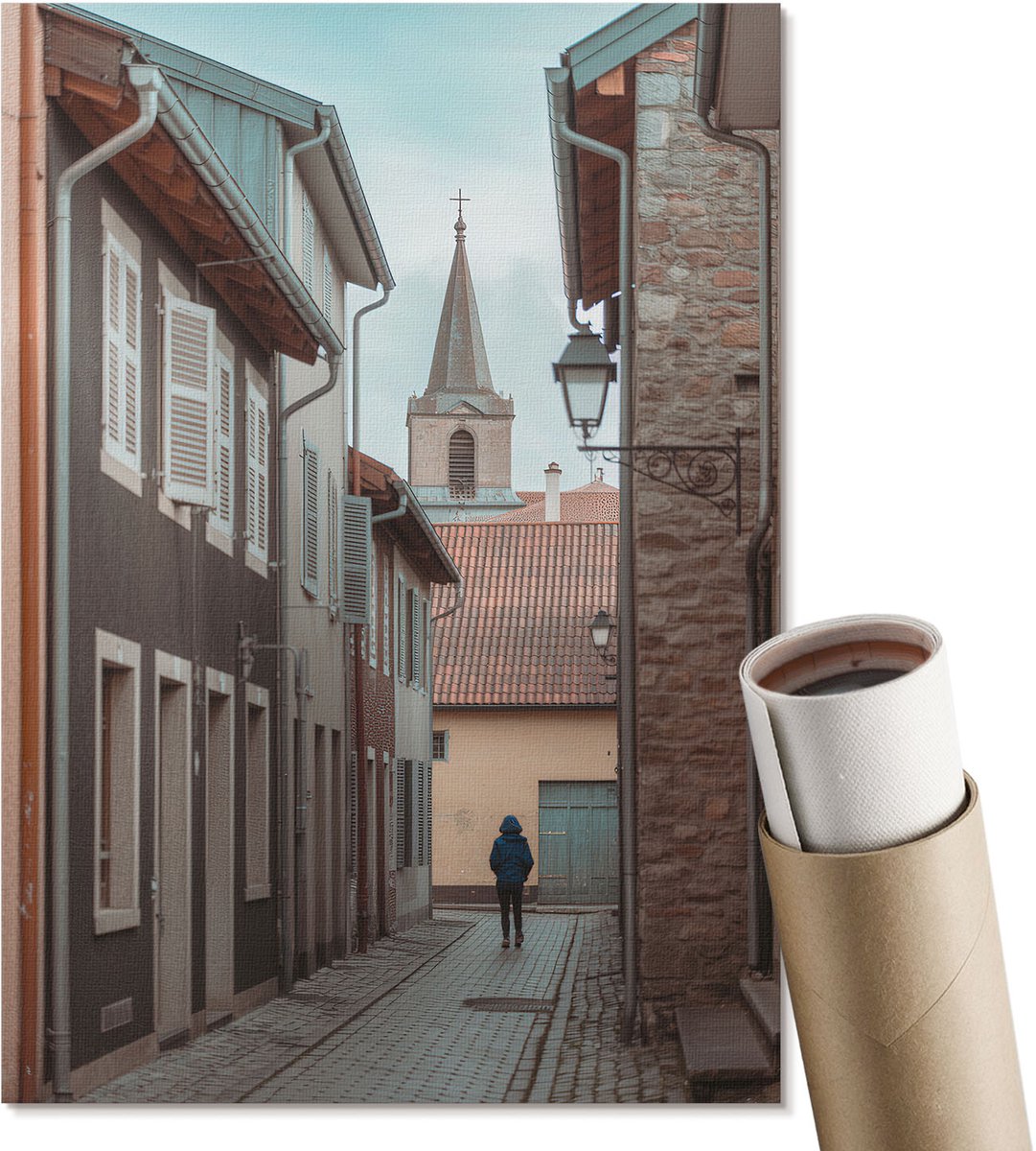 Coloray Polycanvas Wandposter - Gele Gevel, Fotografie - A3 - Geel Wanddecoratie - Rechthoek - Interieurdecoratie - Woonkamer, Slaapkamer, Kantoor - Minimalist