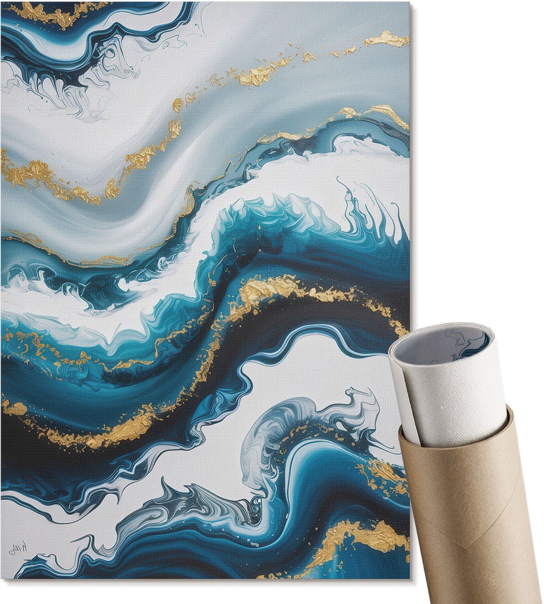 Coloray Canvas Poster Polycanvas - Rustig Water, Fotografie - A3 - Wit Patroon - Rechthoek - Kunstposter - Woonkamer, Slaapkamer, Kantoor - Minimalist