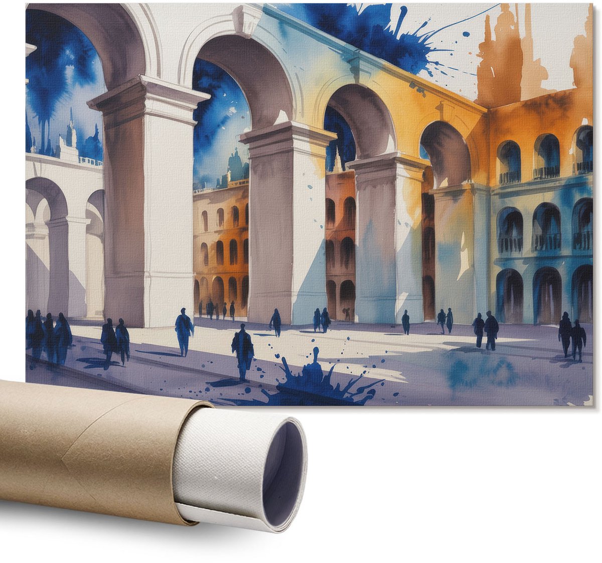 Coloray Polycanvas Wandposter – Stadslandschap, Blauw – A1 – Groen Poster – Rechthoek – Wandkunst – Kantoor – Klassiek