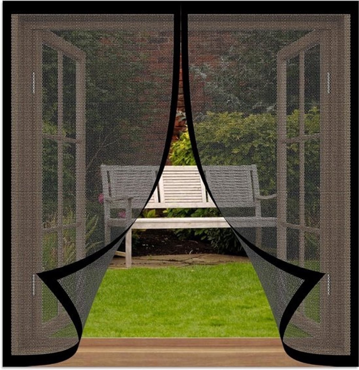 Magnetisch Deurhor - Horren Deur Vliegendeur - Insecten Buiten Houden - Zelfsluitend met Magneten - 173x194 cm - Zwart
