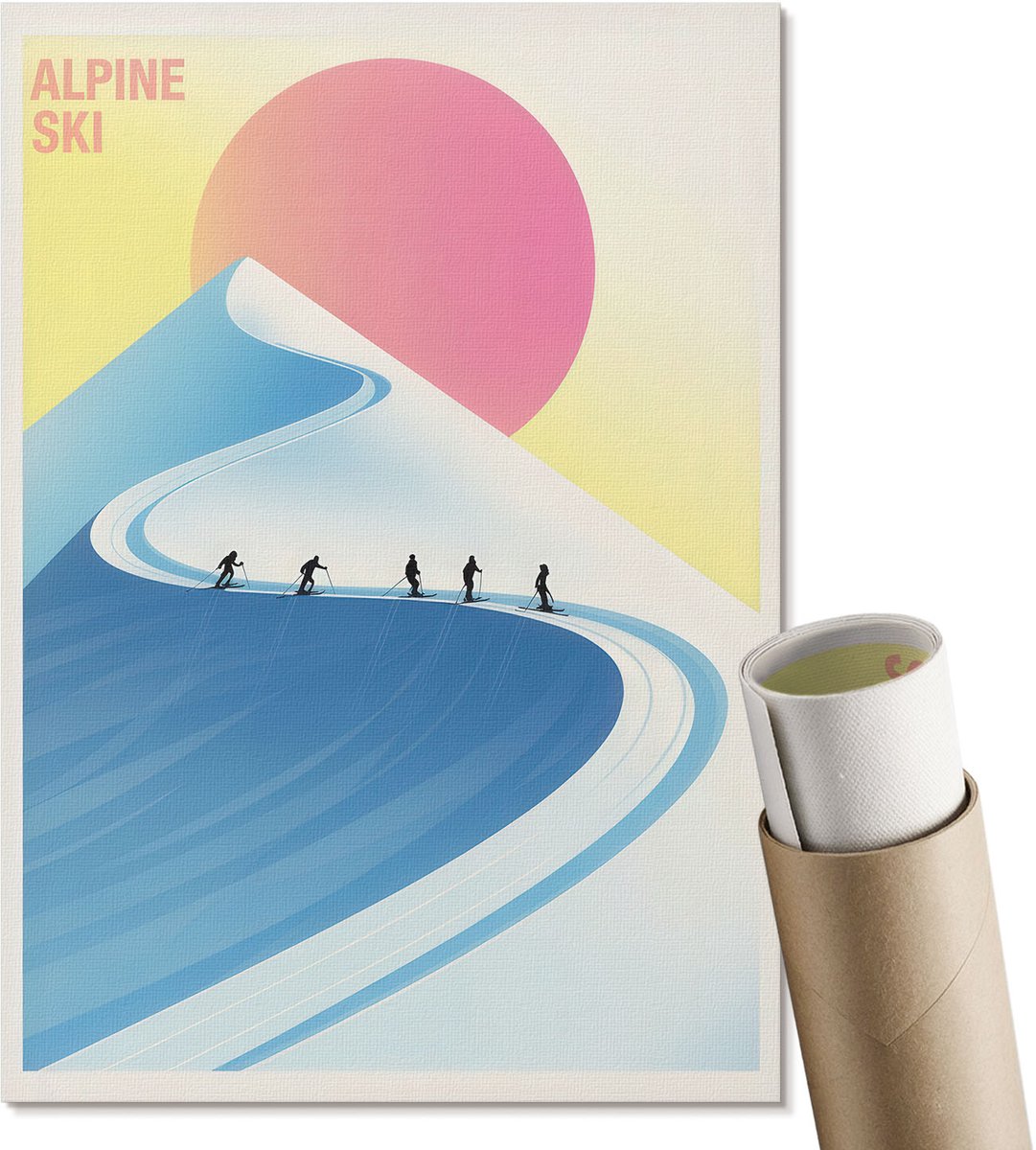 Coloray Canvas Poster Polycanvas - Bergposter, Illustratie - A4 - Blauw Poster - Rechthoek - Muurdecoratie - Woonkamer, Slaapkamer, Kantoor - Modern
