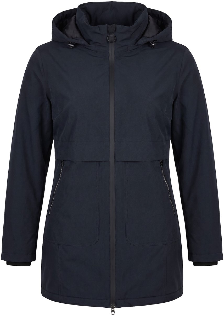 Ulla Popken - Dames - HYPRAR functionele mantel waterdicht capuchon - Zwart - Maat 62+
