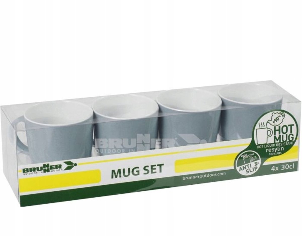 Brunner Melamine Mokkenset Sandhya Grijs 4 stuks 0,3L