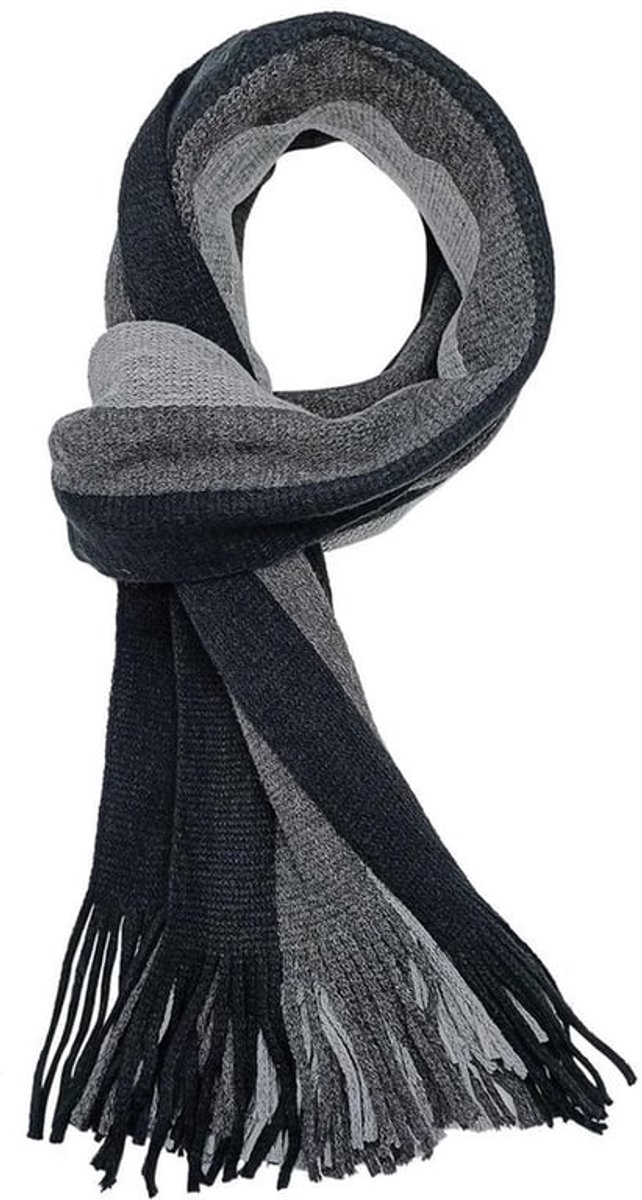 - Mannen Sjaal - Warme Winter Sjaal - Zachte Cashmere Voel - Zwart Grijs - Tartan Sjaal - Perfect voor Herfst en Winter - One Size