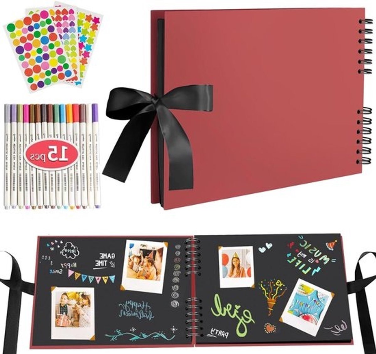 Scrapbook Fotoalbum - Plakboek Geheugen - Herinneringen Bewaren - Zelf Ontwerpen - 11.5 x 8.5 Inch - Rood