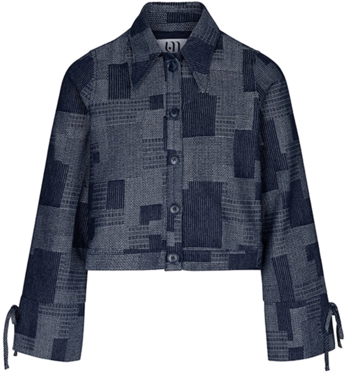 Lofty Manner Blouse Blouse Ilja Patchwork Straight Ri05 Mid Blue Dames Maat - L