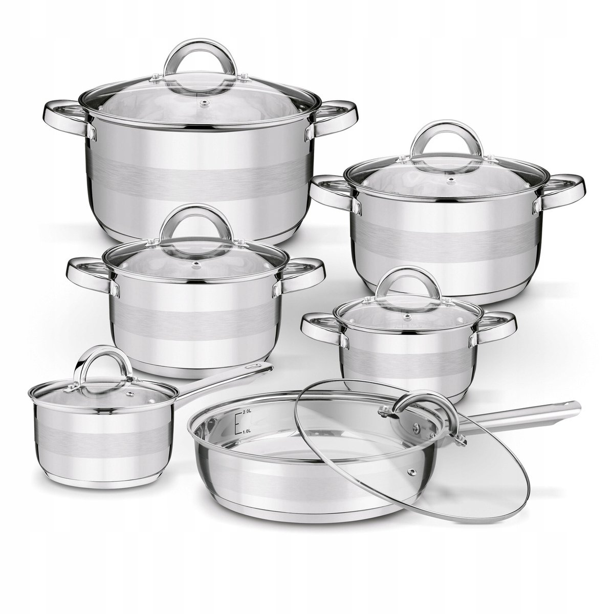 Tadar Roger 12-delige RVS Pannenset met Koekenpan & Steelpan