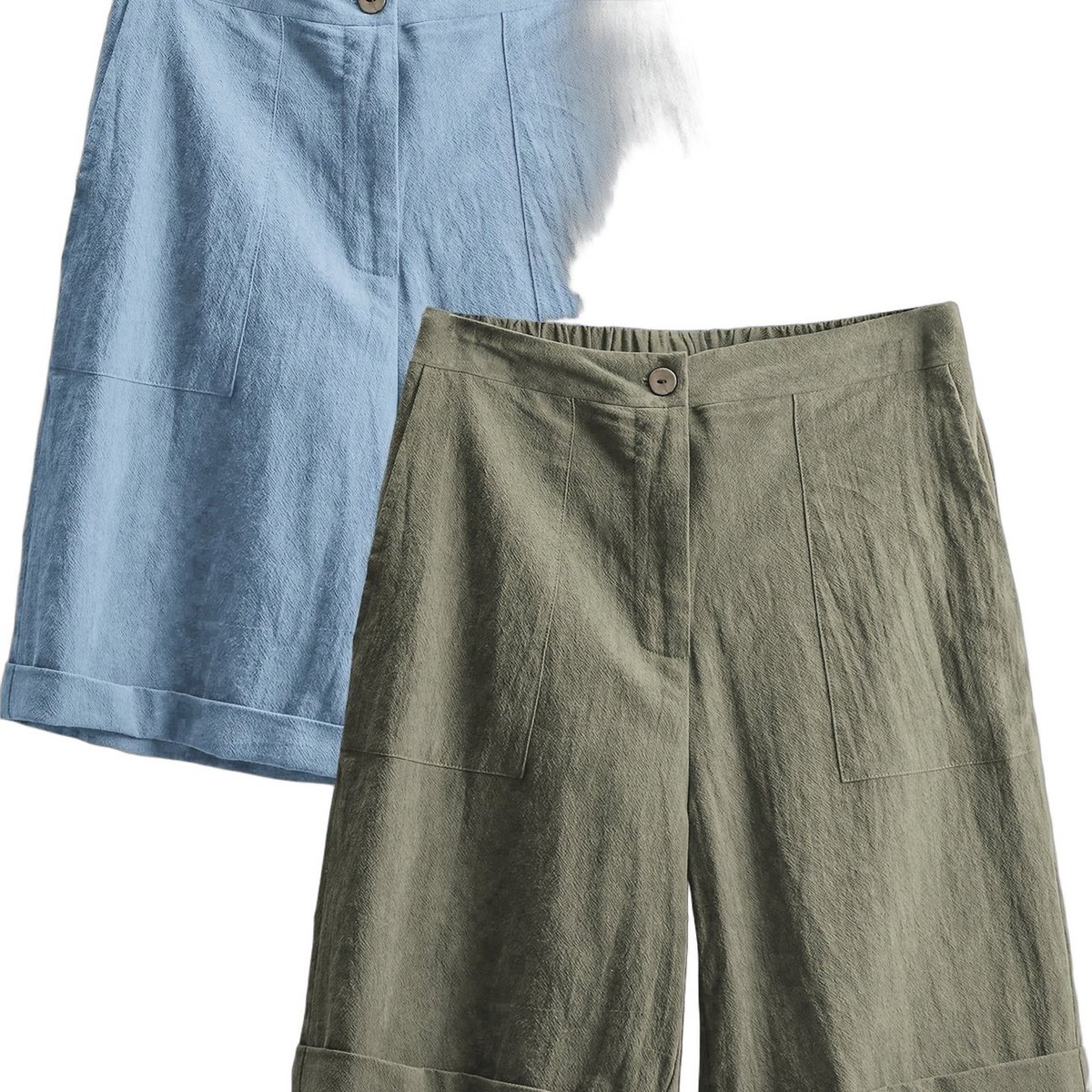 Currero Jorts Dames Jeans Short Korte Spijkerbroek Baggy Fit – Cargo Short Zomer Grote Maten Lichtblauw + Militair Groen