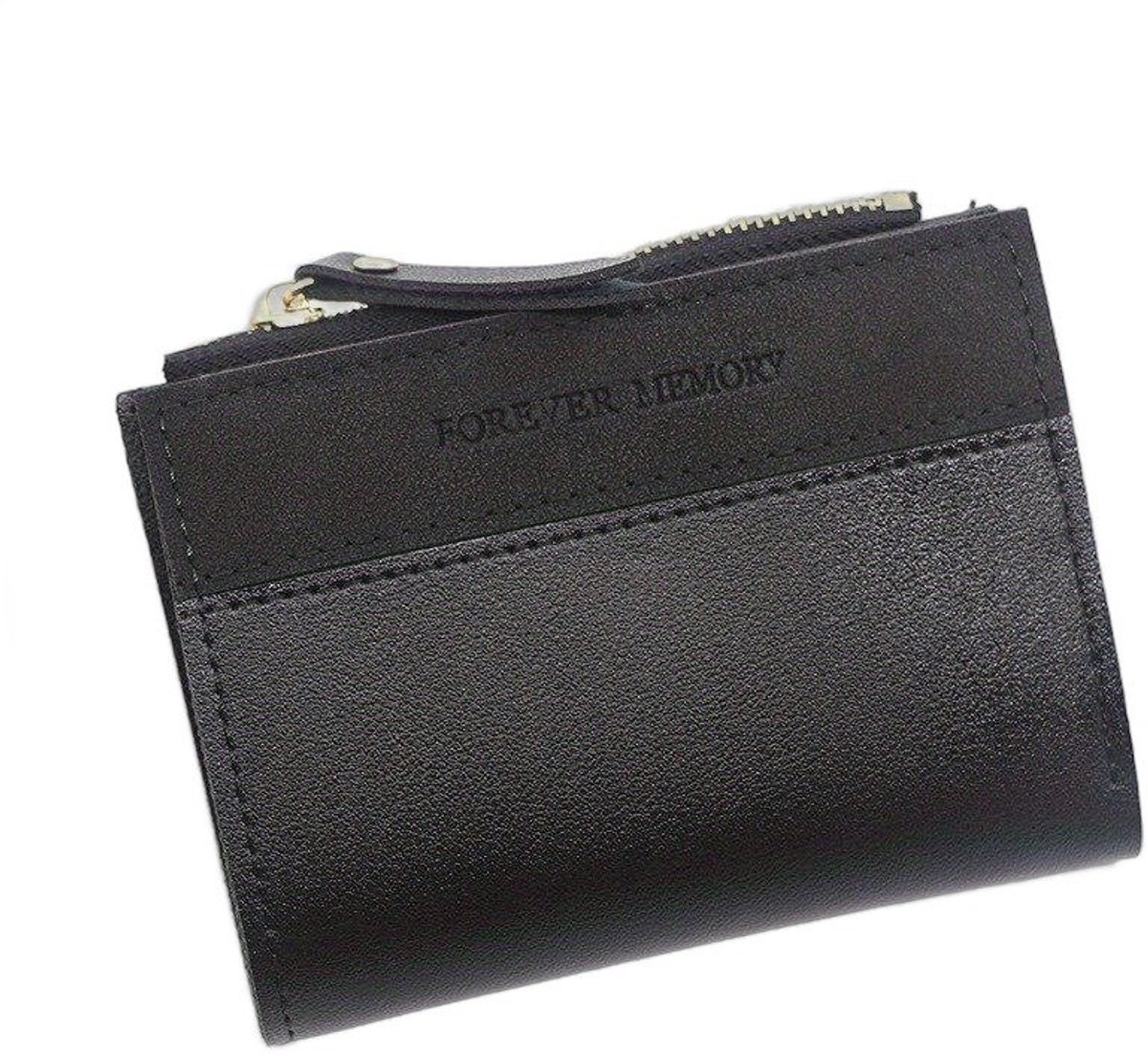 Currero Portomonee - Portemonnee Dames & Heren - RFID Anti Skim - Pasjeshouder - Klein Model - Met Rits - Kunstleer - Zwart