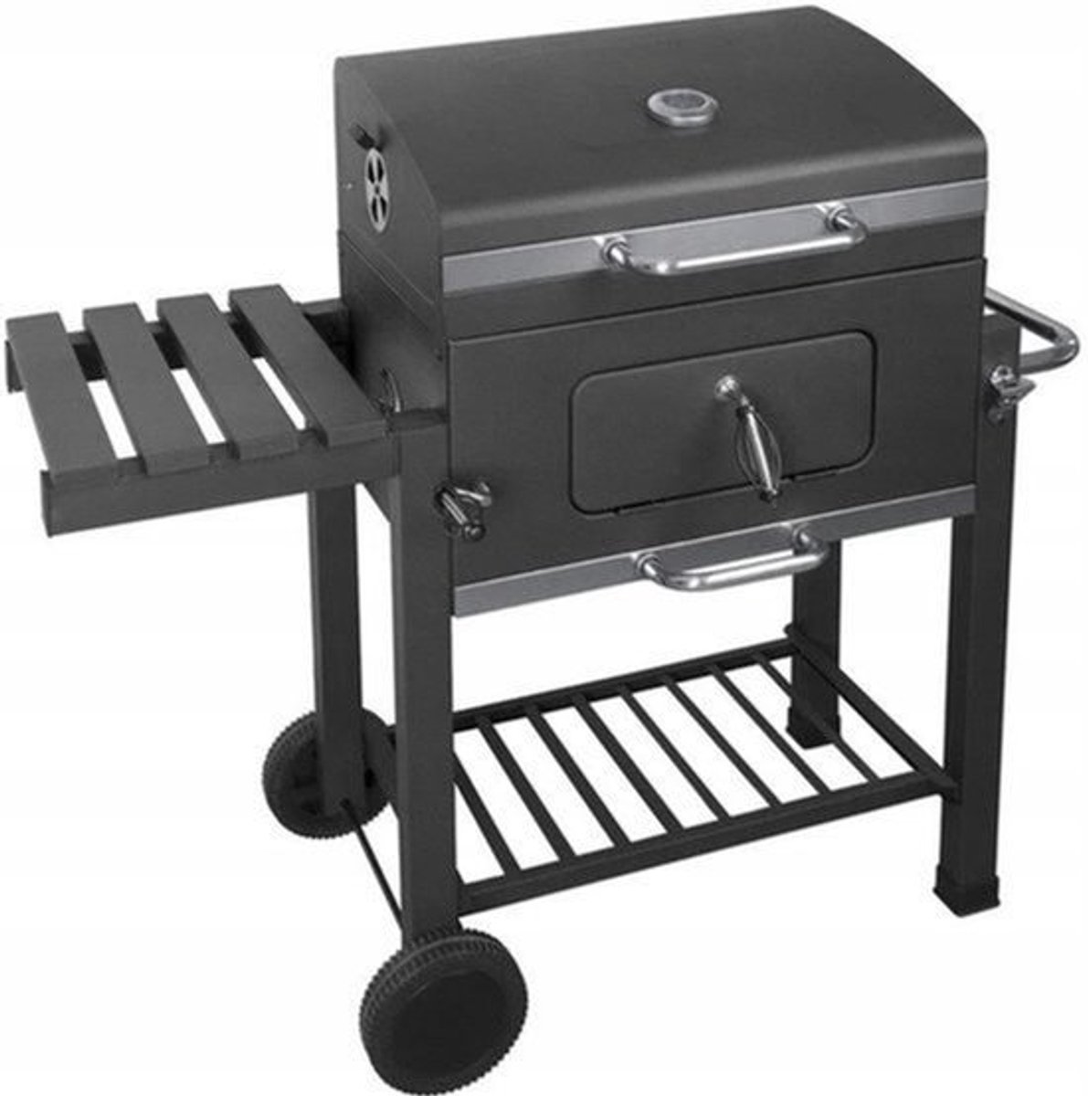 BBQ - BBQ Houtskool - Smoker - Barbecue - Grill - met Zijtafels, Wielen en Opbergplank – Draagbare Buitenbarbecue met Rookfunctie - Zwaar Gebruik