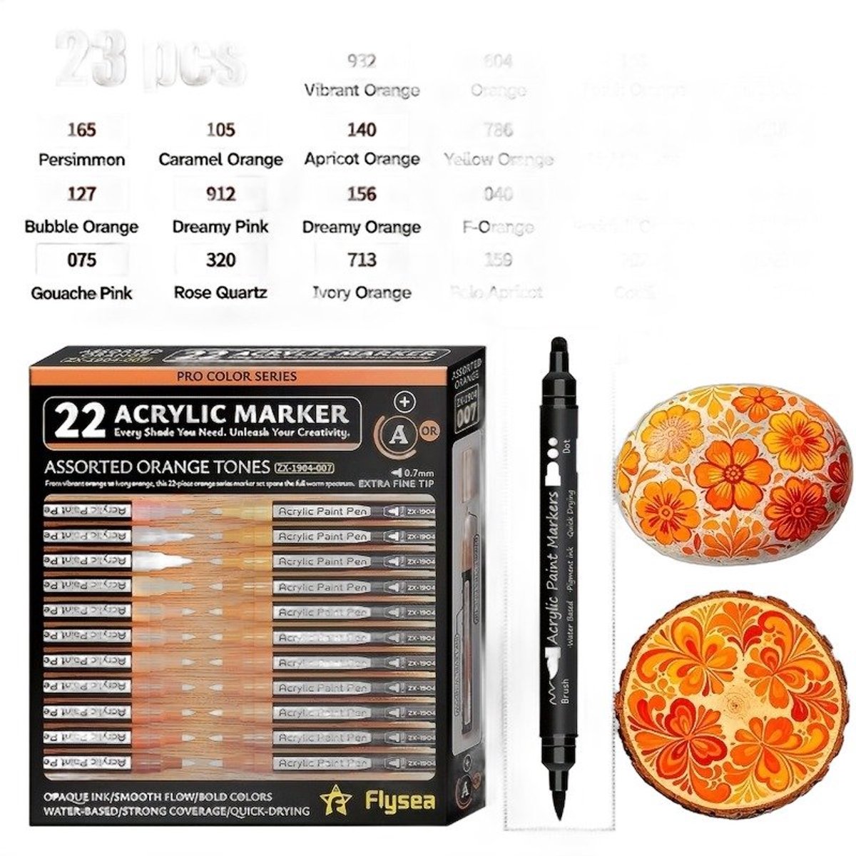 Currero Aquamarkers - Twinmarkers - Brushpennen - Stiften - Markeerstiften Op Waterbasis - Dual Tip - Tekenen En Kleuren - 23-delig Set Oranje