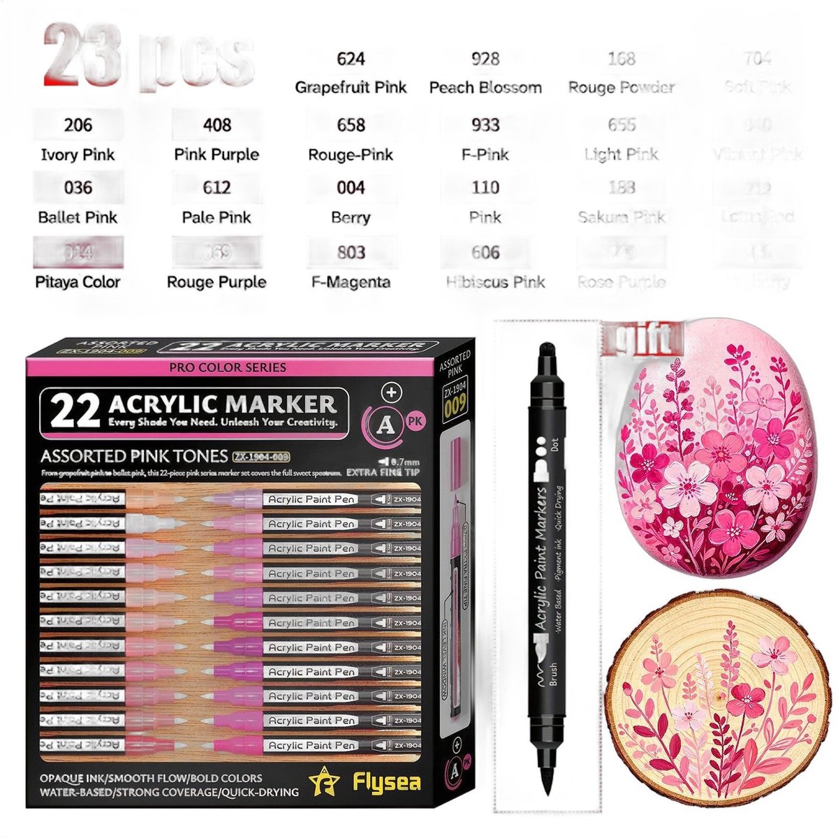 Currero Aquamarkers - Twinmarkers - Brushpennen - Stiften - Markeerstiften Op Waterbasis - Dual Tip - Tekenen En Kleuren - 23-delig Set Roze