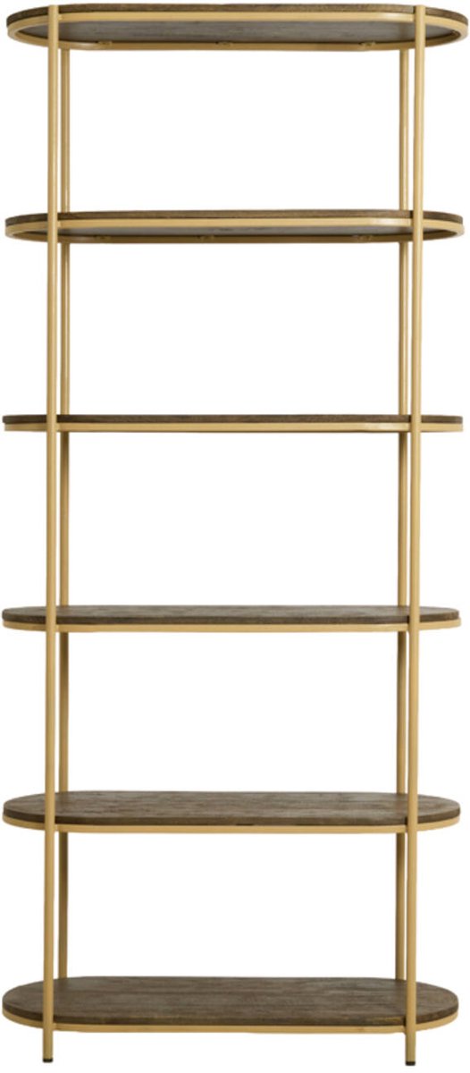 Light&living Kast open 90x38x200 cm QIO hout olie bruin+mat beige