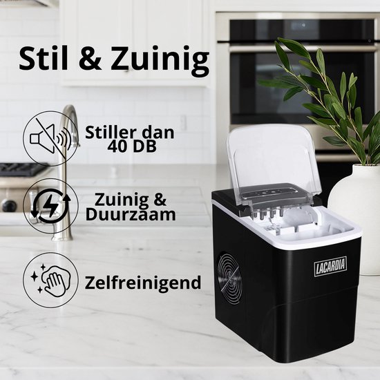 Lacardia IJsblokjesmachine 2L - IJsblokjesmaker met Zelfreinigingsfunctie - 12kg per 24 Uur - Inclusief IJsschep - Zwart — afbeelding 3