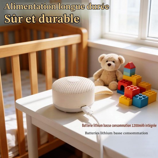 Draagbare Witte Ruis Machine voor Baby’s, 24 rustgevende geluiden, zacht nachtlampje, 4 standen timer en geheugenfunctie, USB-C oplaadbaar, geschikt voor baby’s, kinderen en volwassenen — afbeelding 2
