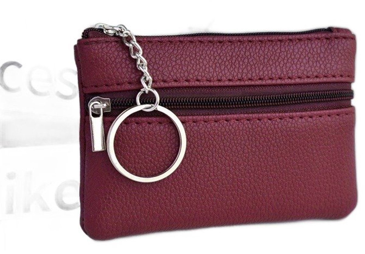 Currero Portomonee - Portemonnee Dames & Heren - RFID Anti Skim - Pasjeshouder - Klein Model - Met Rits - Kunstleer - Rood