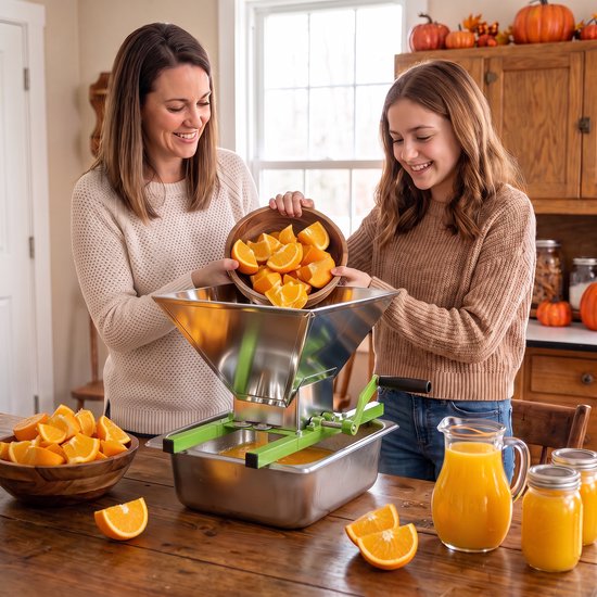 Fruitpers 12L Hout + Fruitmolen 7L RVS - Complete Handmatige Vruchtenpers & Appelmolen Set - Inclusief Persdoek, Drukplaat en Metalen Spindel - Geschikt voor Wijn, Cider, Appels en Bessen - NAIZY van NAIZY — afbeelding 5