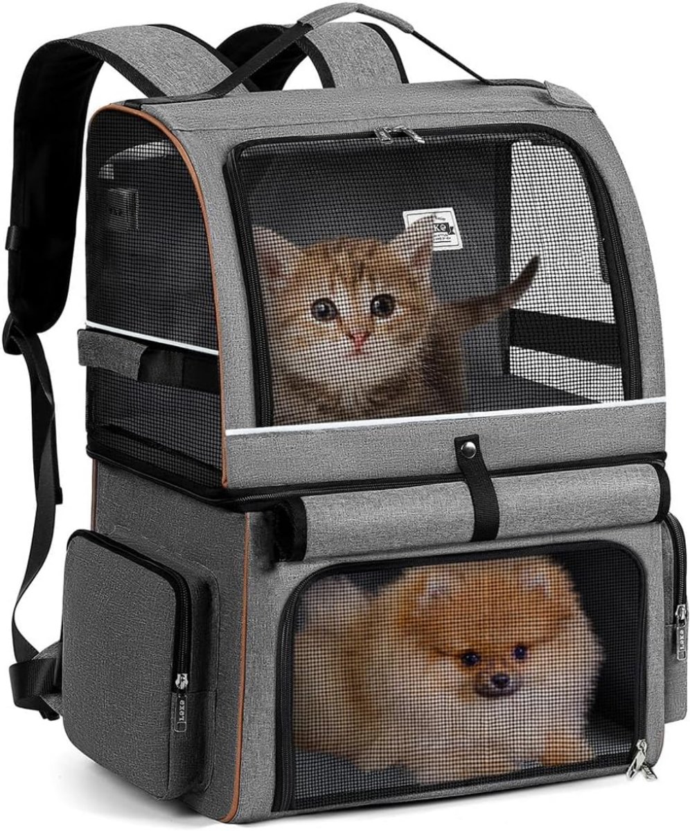KIRA® Hondenrugzak - Katten Draagtas Hond - Hondendraagtas Rugzak - Grijs - 52cm x 40cm x 30cm
